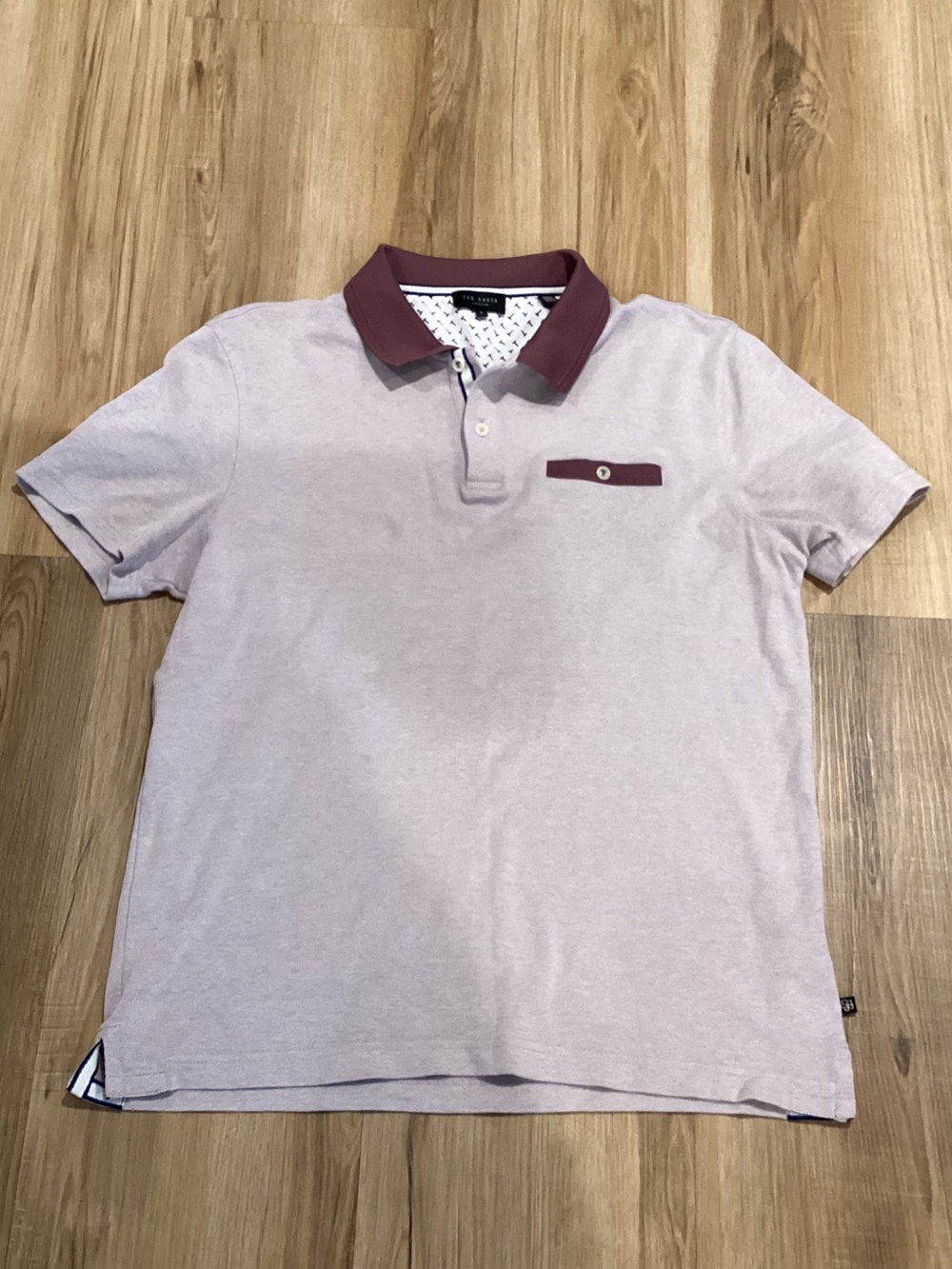 Ted Baker Light Lavender Polo with Burgundy Trim